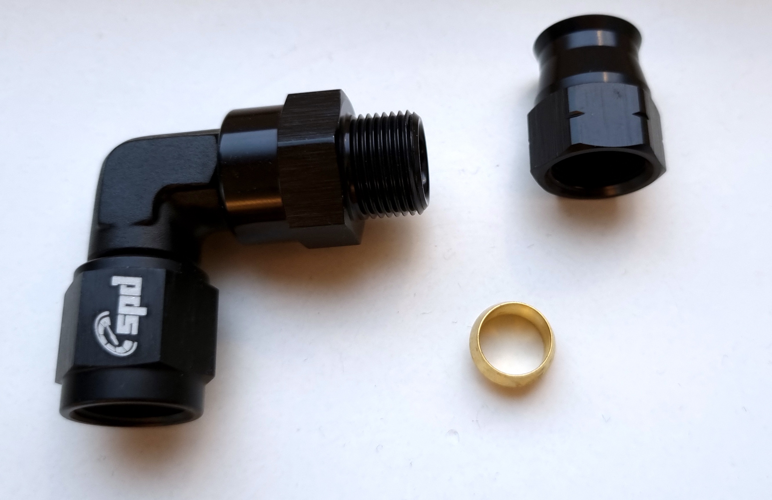 AN6 - 3/8 "kvinnelige Alu tube - 90°