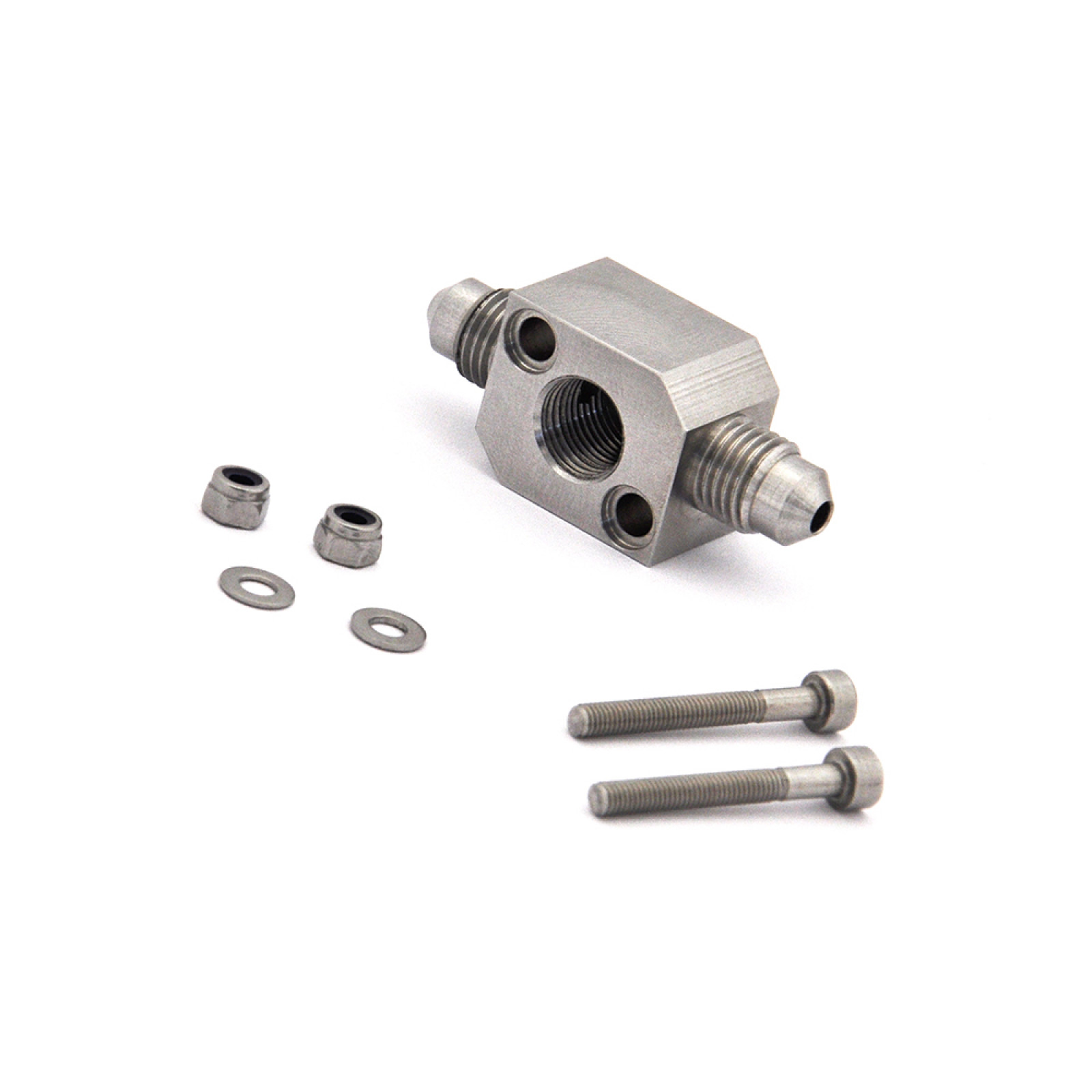 Inline bremsetrykk adapter AN3 Han / 1/8 NPT Hunn