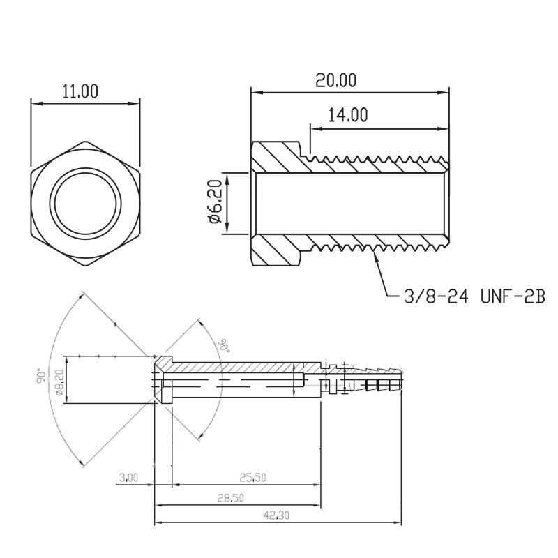 Bremsefitting hann 3/8-24 (svivel)