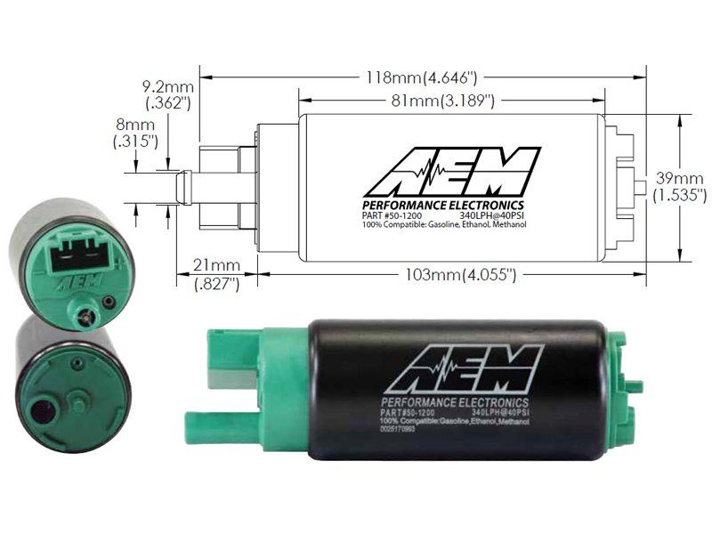AEM Bensinpumpe 320L E85 (in tank)