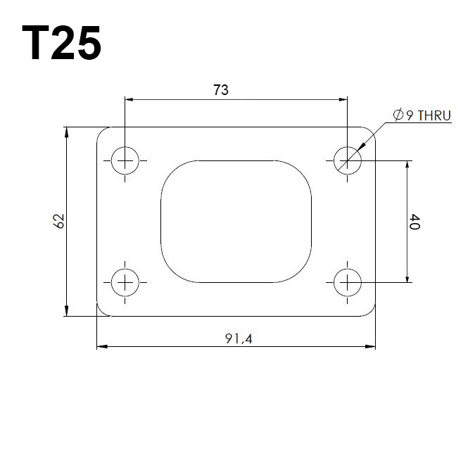 T25 turbo flens rustfritt