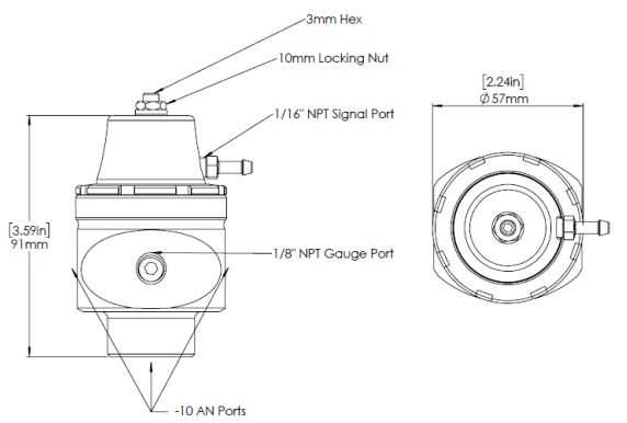 Turbosmart Drivstofftrykkregulator AN10 Blå