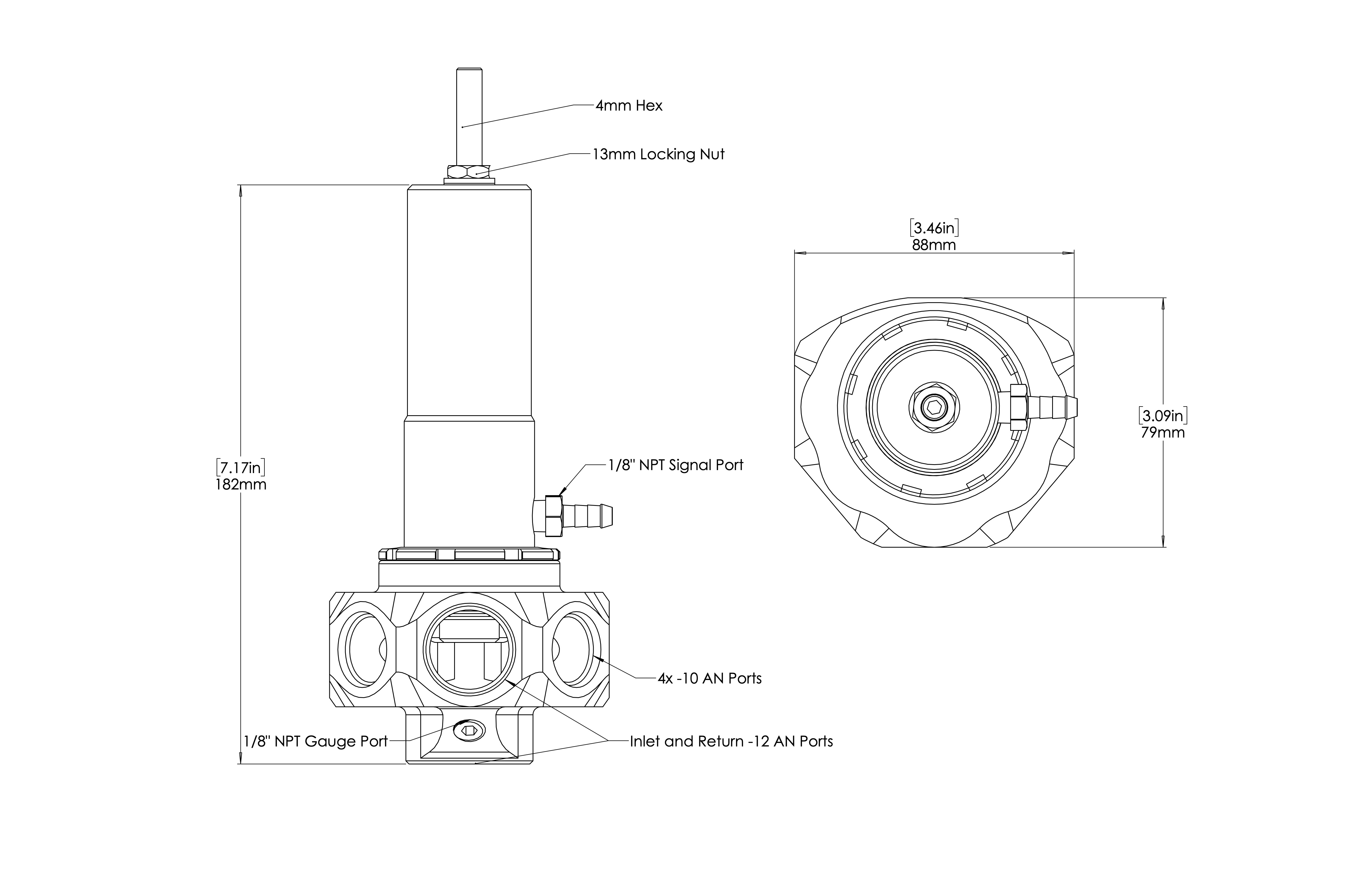 Turbosmart Drivstofftrykkregulator AN12/AN10 M Pro Sort