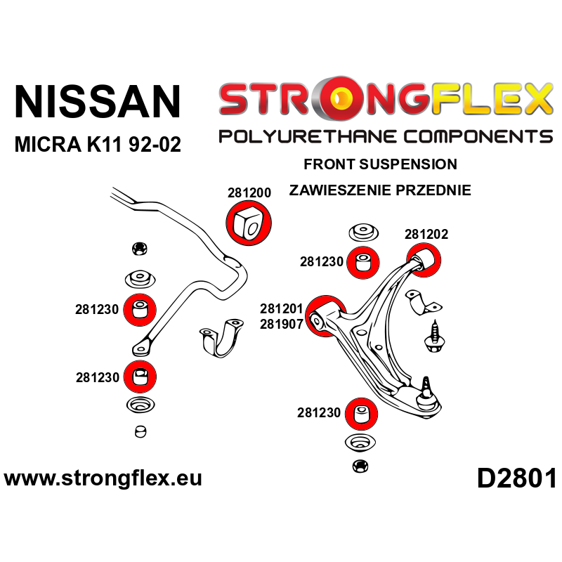 Strongflex fremre krengningsstangbøssing Nissan Micra K11