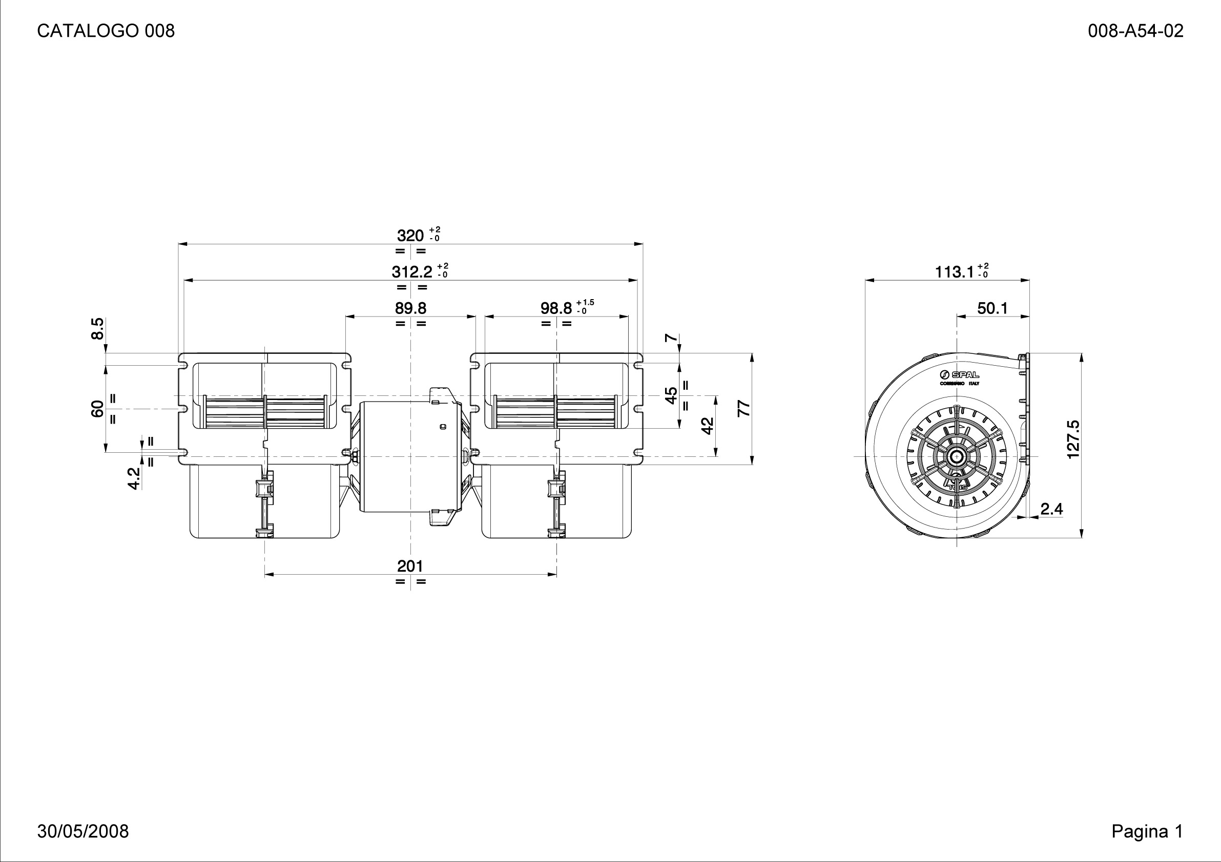 Dobbelt Radialvifte SPAL 920 m³/h