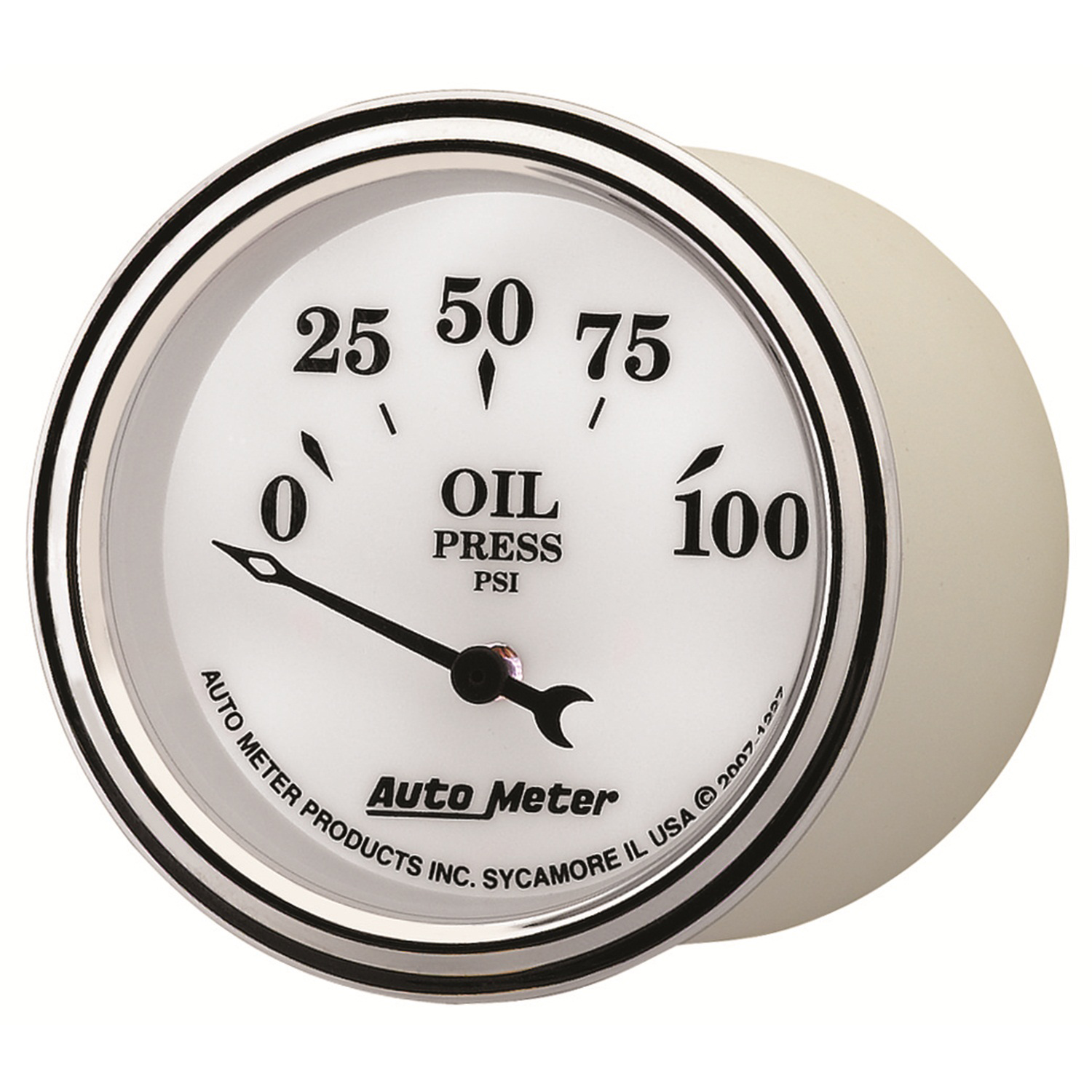 2-1/16" Oljetrykk, 0-100 Psi, Old-Tyme White Ii