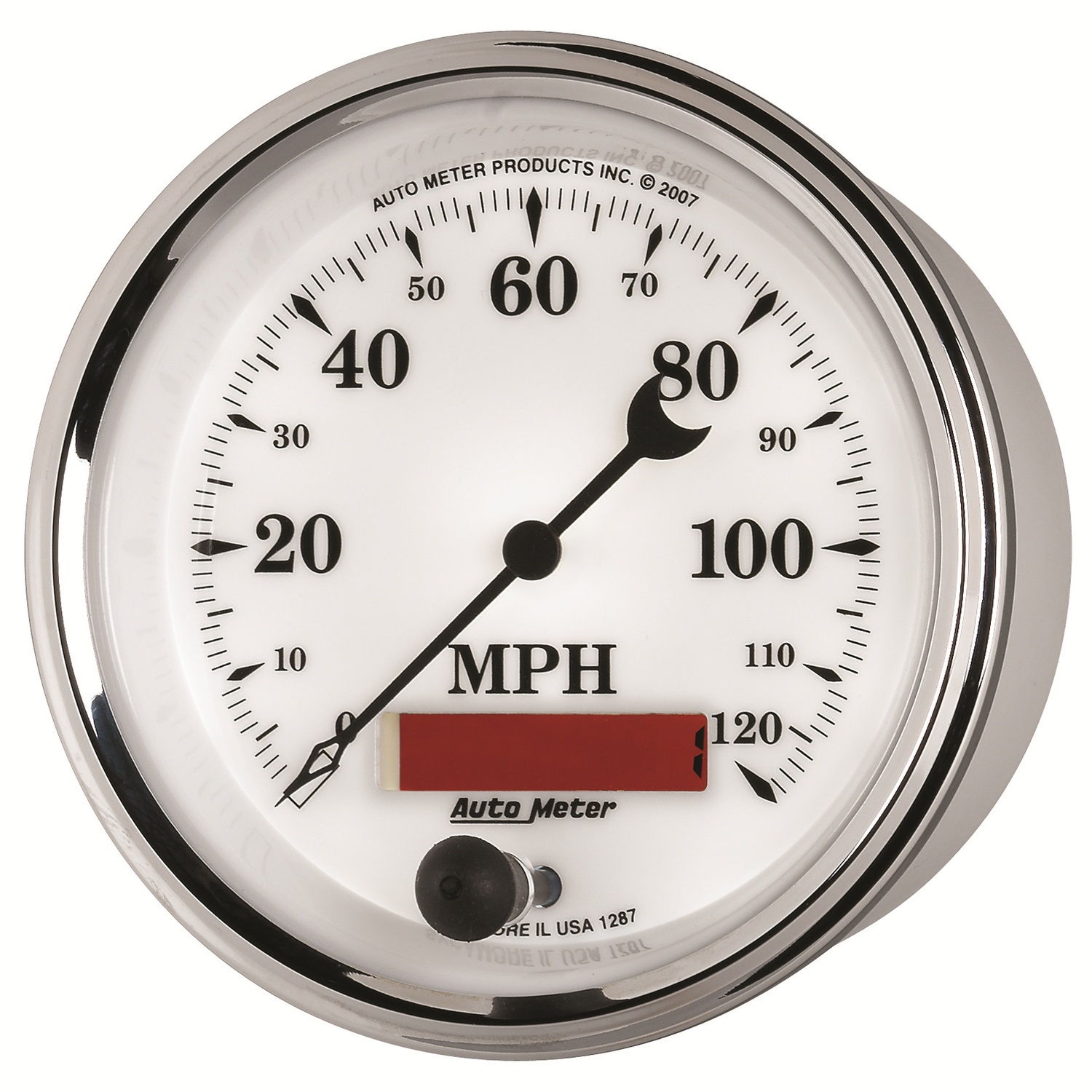 3-3/8" Hastighetsmåler, 0-120 Mph, Old-Tyme White Ii