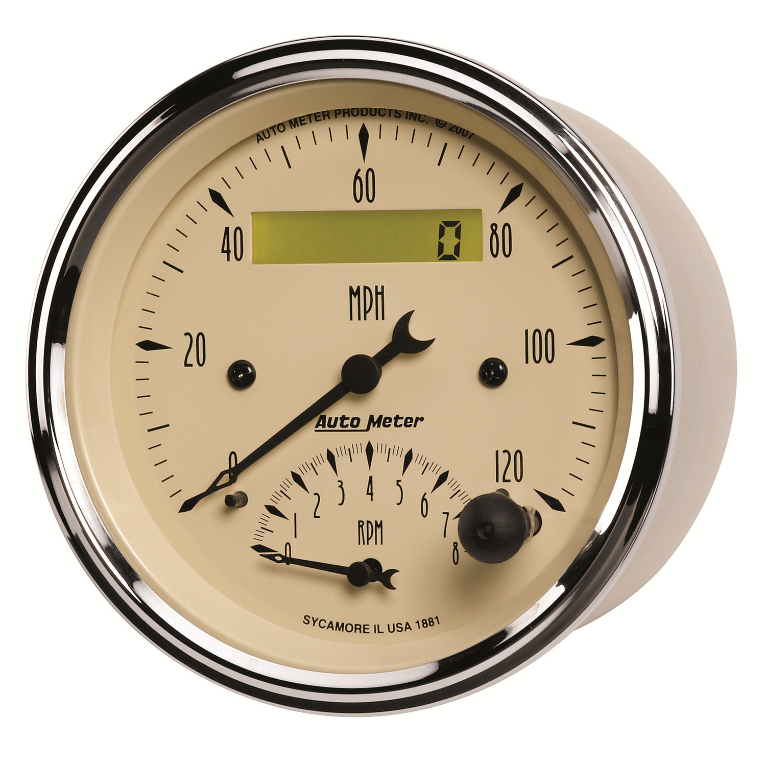 3-3/8" Turteller/Speedometer Combo, 8k Rpm/120 Mph, Antique Beige