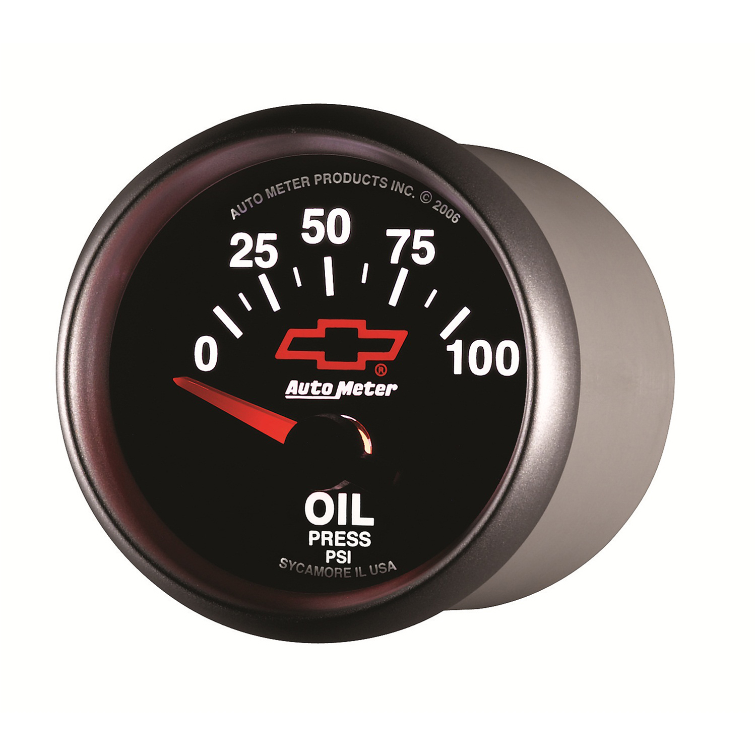 2-1/16" Oljetrykk, 0-100 Psi, Chevy Red Bowtie, Black