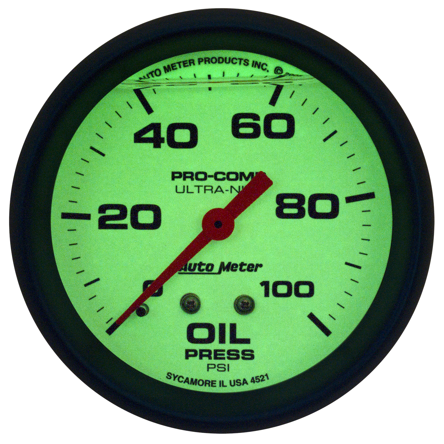 2-5/8" Oljetrykk, 0-100 Psi, Liquid Filled, Ultra-Nite