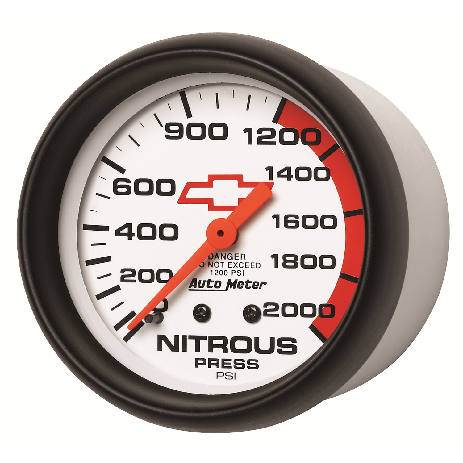 2-5/8" Nitrous Trykk, 0-2000 Psi, Chevy Red Bowtie, White