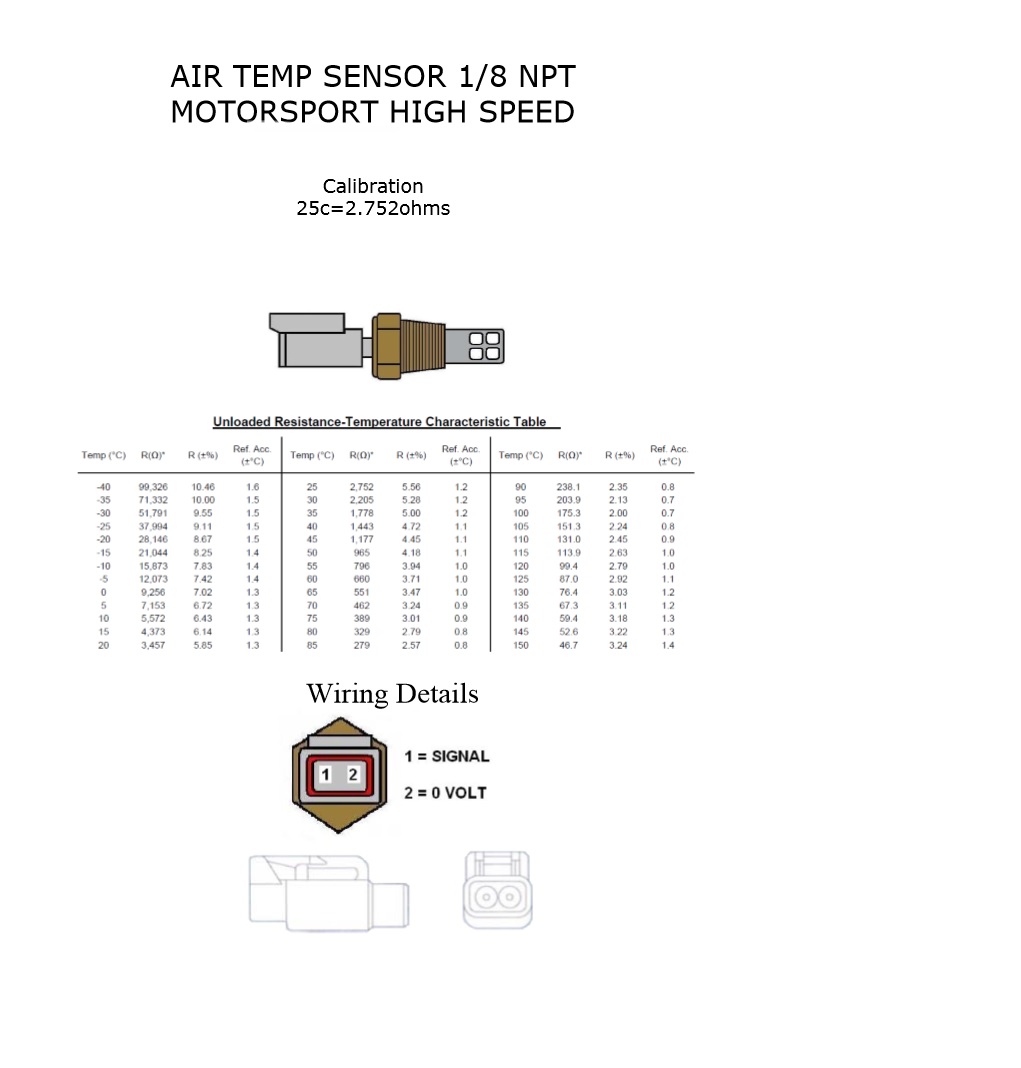 Inntakstemperaturføler (IAT) 1/8" NPT