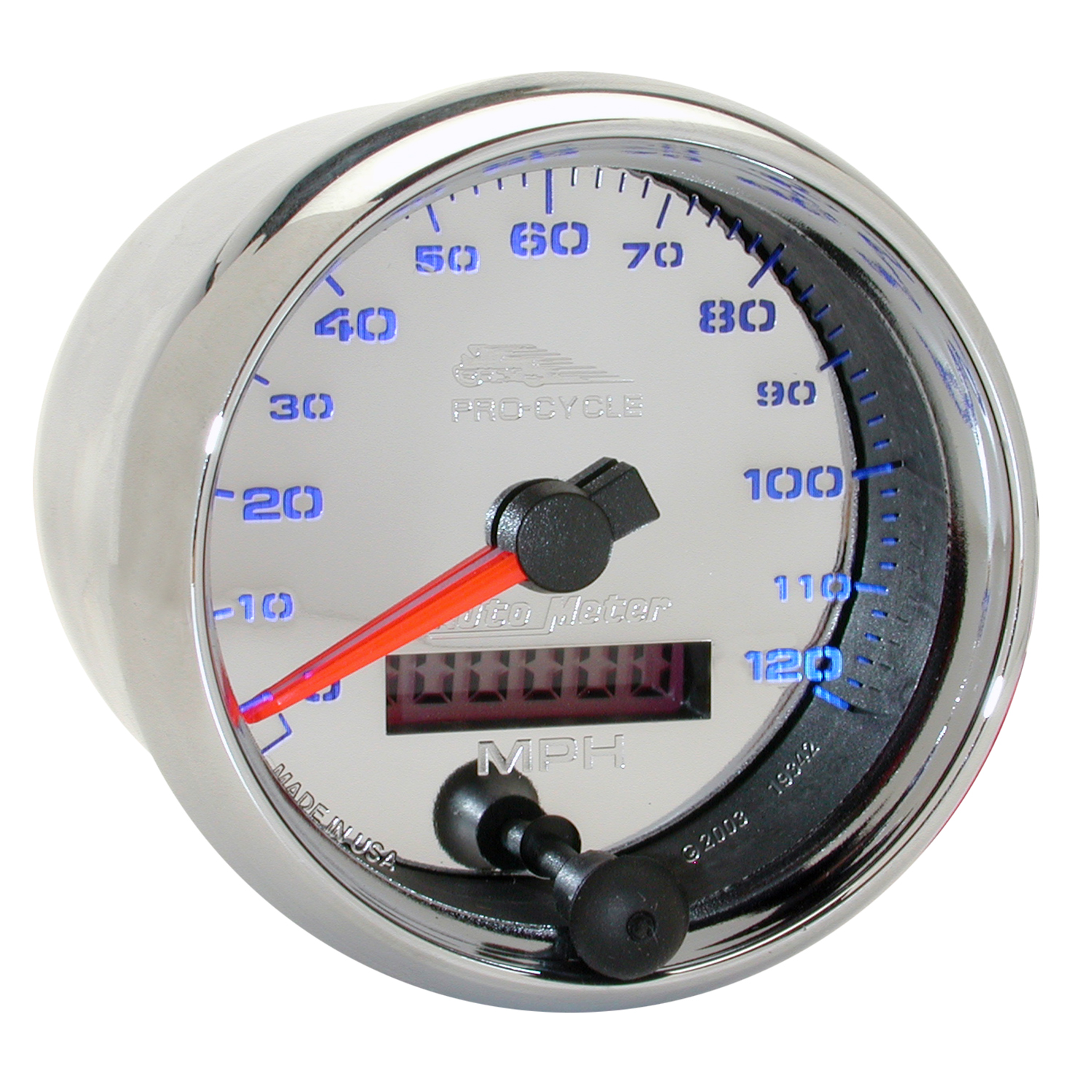 2-5/8" Hastighetsmåler, 0-120 Mph, Chrome, Pro-Cycle