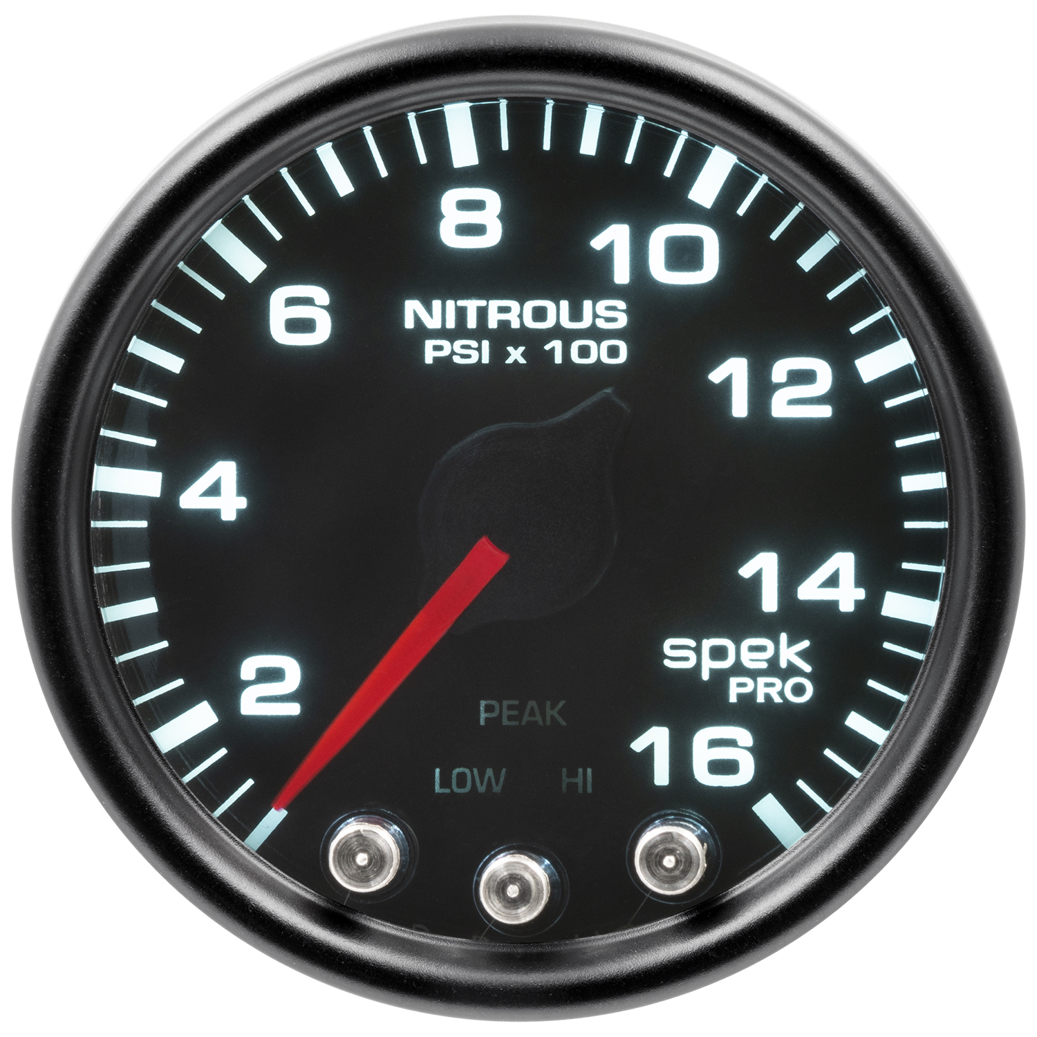 2-1/16" Nitrous Trykk, 0-1600 Psi, Spek-Pro, Black/Black