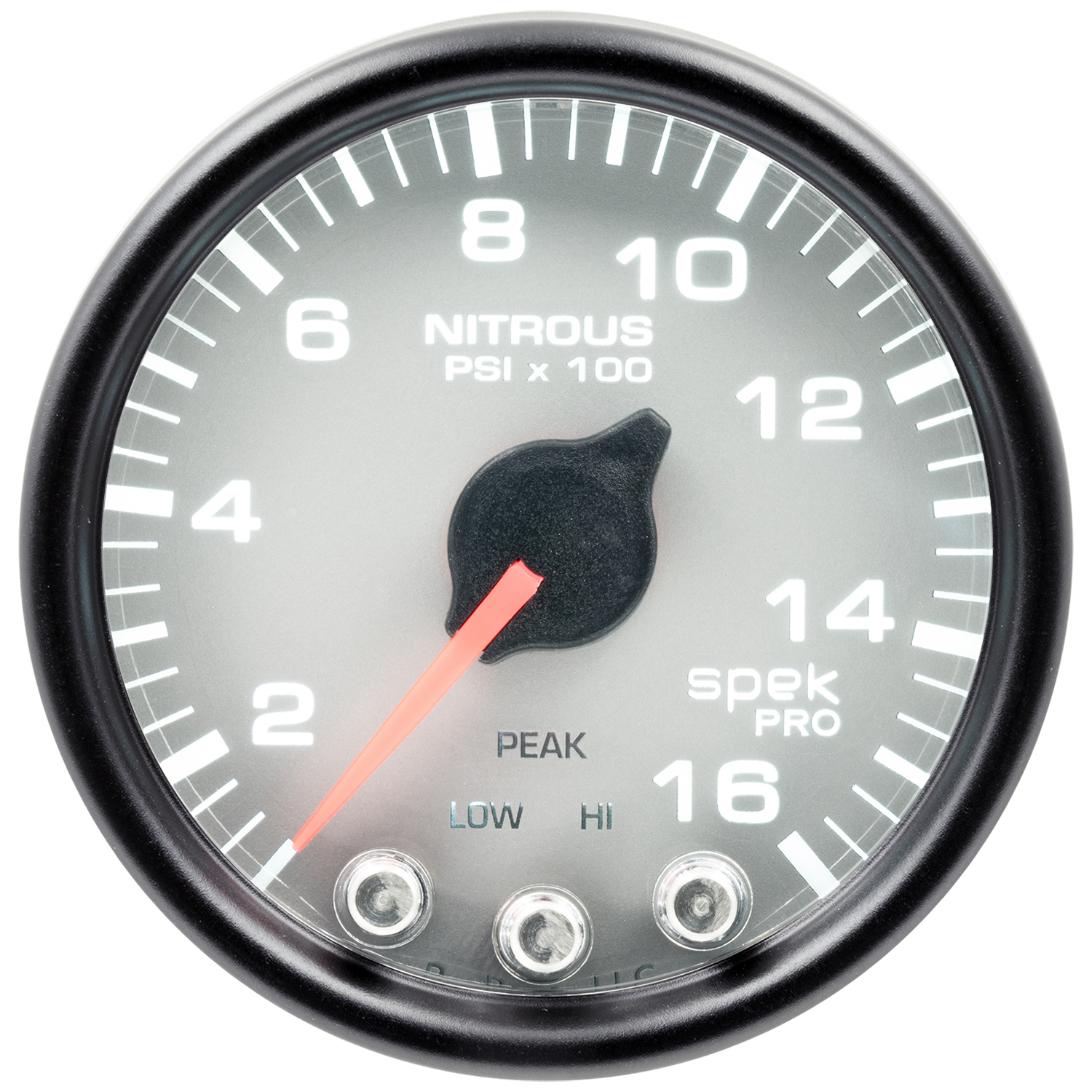2-1/16" Nitrous Trykk, 0-1600 Psi, Spek-Pro, Silver/Black