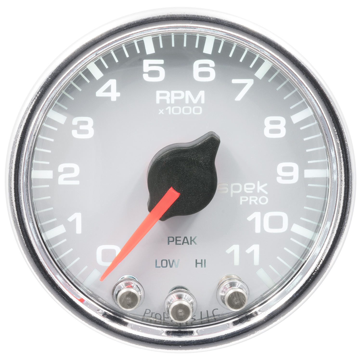 2-1/16" In-Dash Turteller, 0-11,000 Rpm, Spek-Pro, White/Chrome
