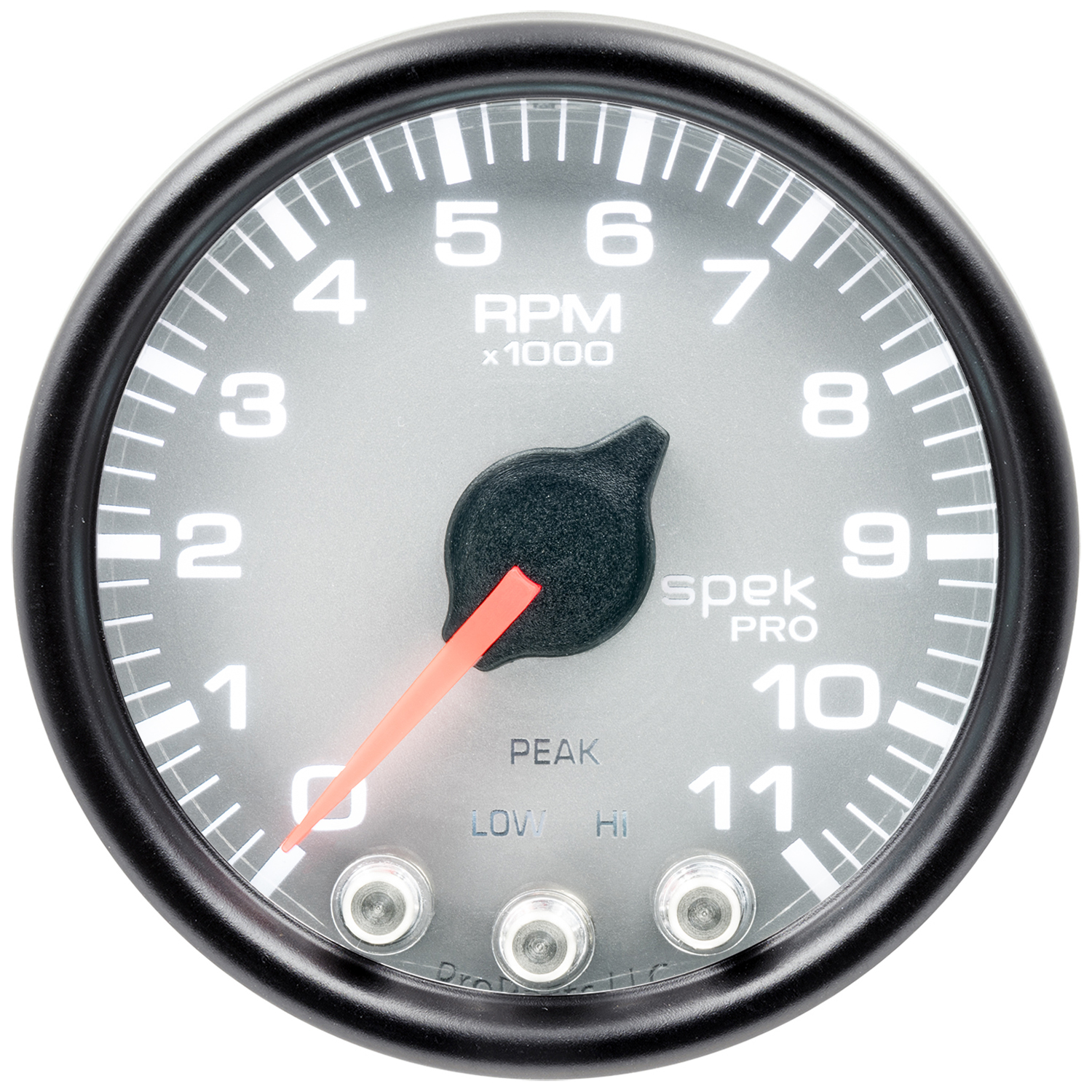 2-1/16" In-Dash Turteller, 0-11,000 Rpm, Spek-Pro, Silver/Black