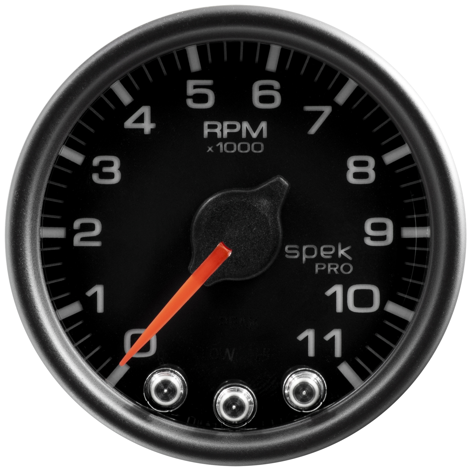 2-1/16" In-Dash Turteller, 0-11,000 Rpm, Spek-Pro, Black/Black