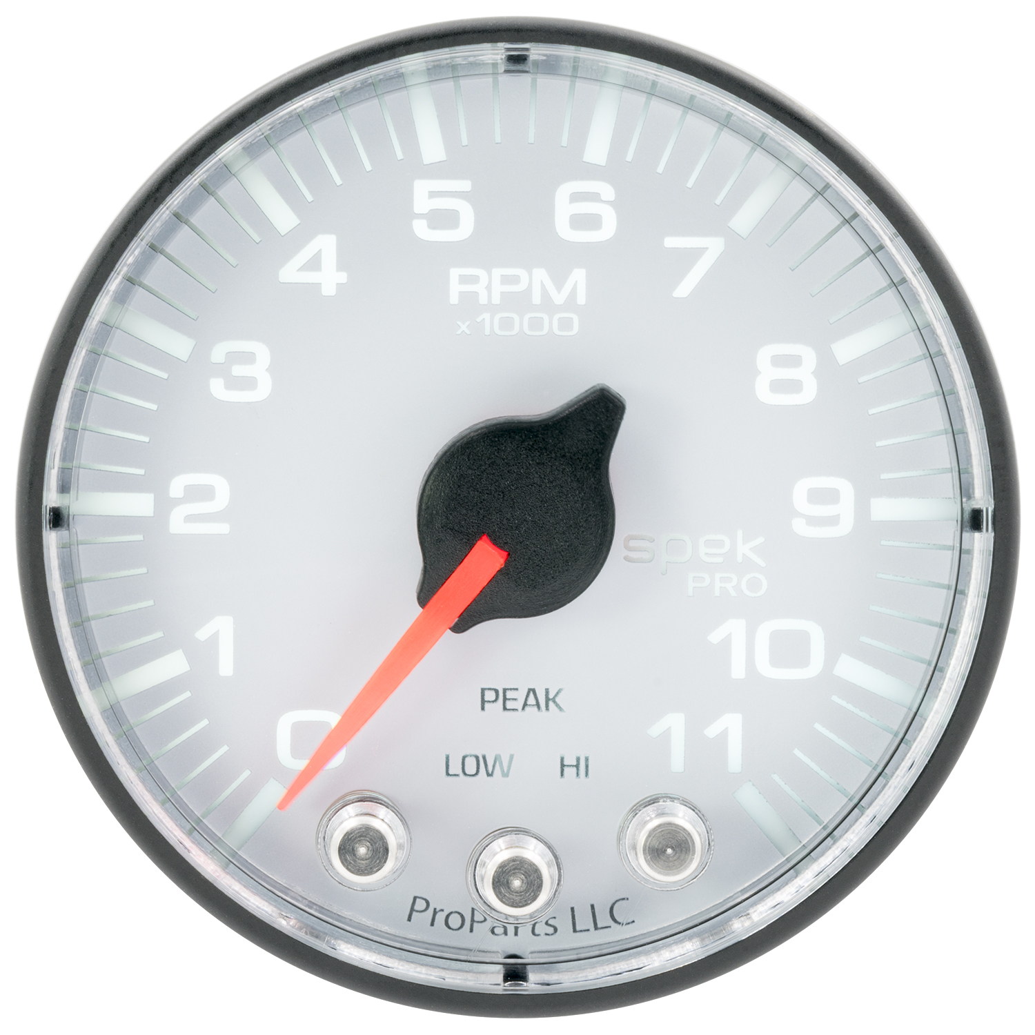 2-1/16" In-Dash Turteller, 0-11,000 Rpm, Spek-Pro, White/Black