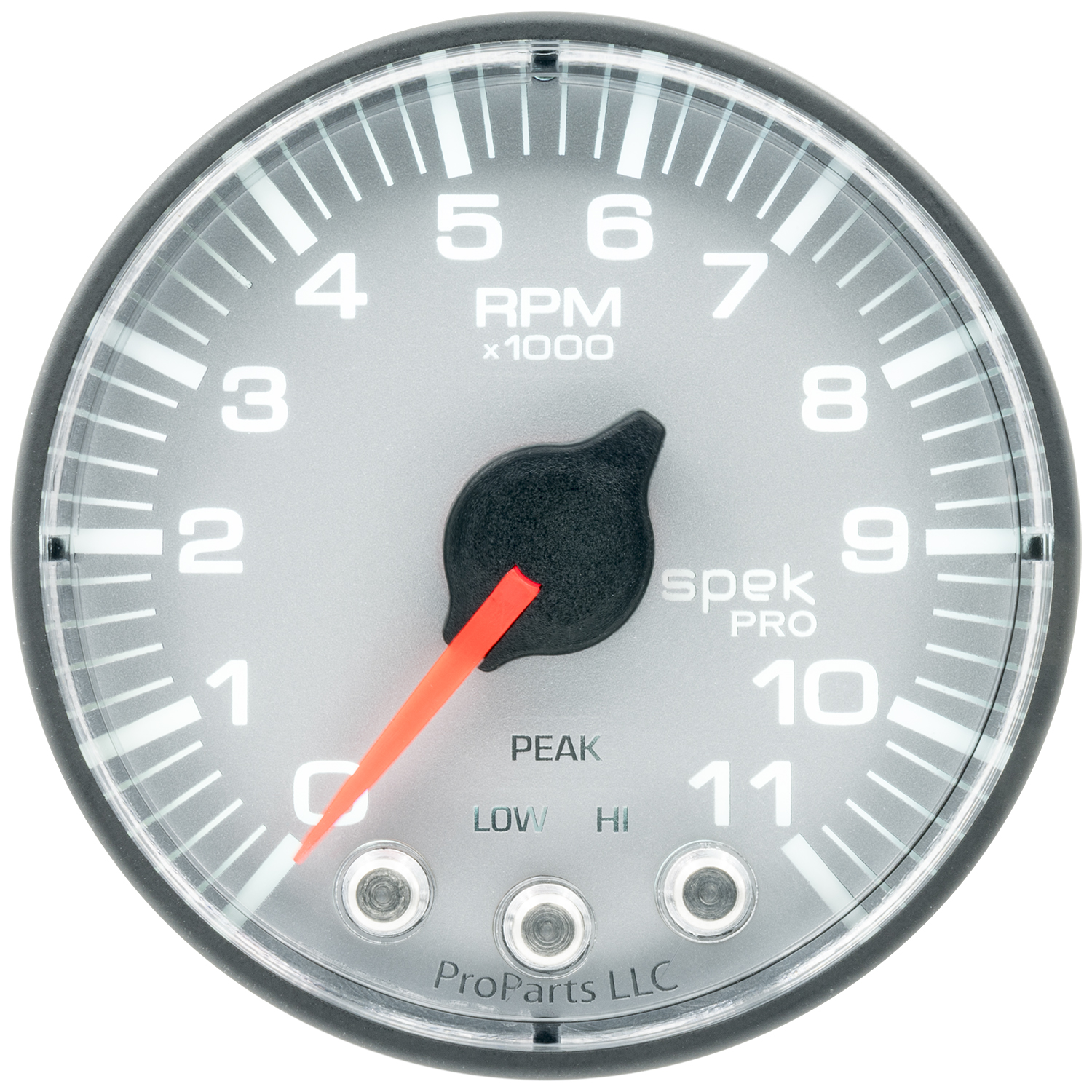 2-1/16" In-Dash Turteller, 0-11,000 Rpm, Spek-Pro, Silver/Black
