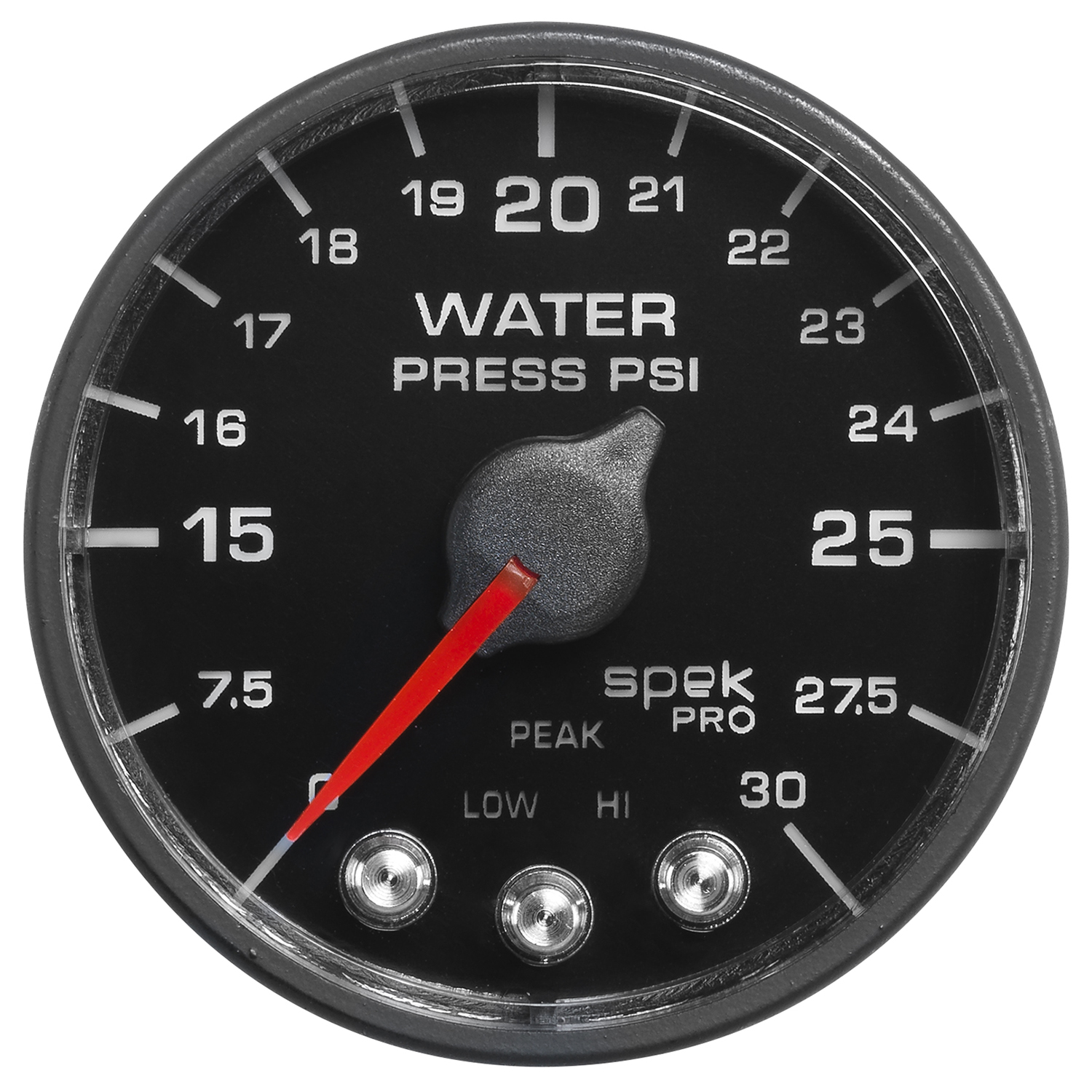 2-1/16" Water Trykk, 0-30 Psi, Spek-Pro, Black/Black, Ecu