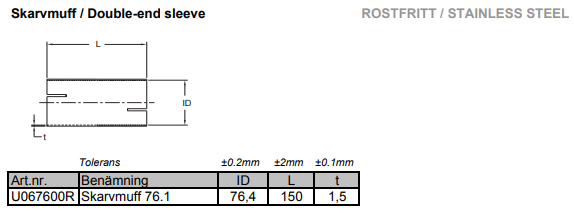 3" skarvmuff avgasrör