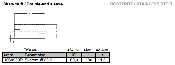 3,5" skarvmuff avgasrör