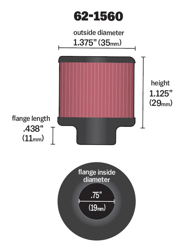 K&N veivhusfilter 19mm (0,75")