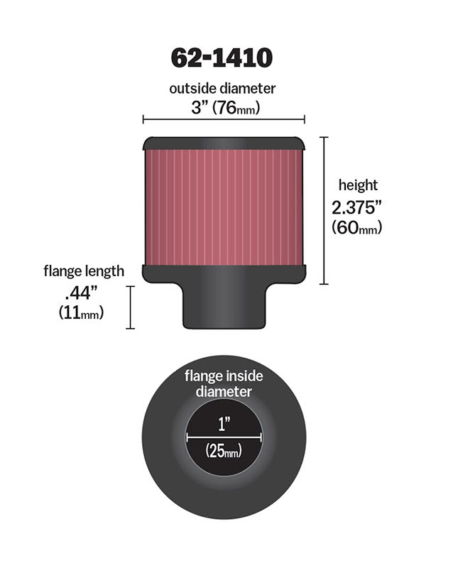 K&N veivhusfilter 25mm (1")