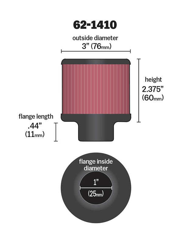 K&N veivhusfilter 25mm (1")