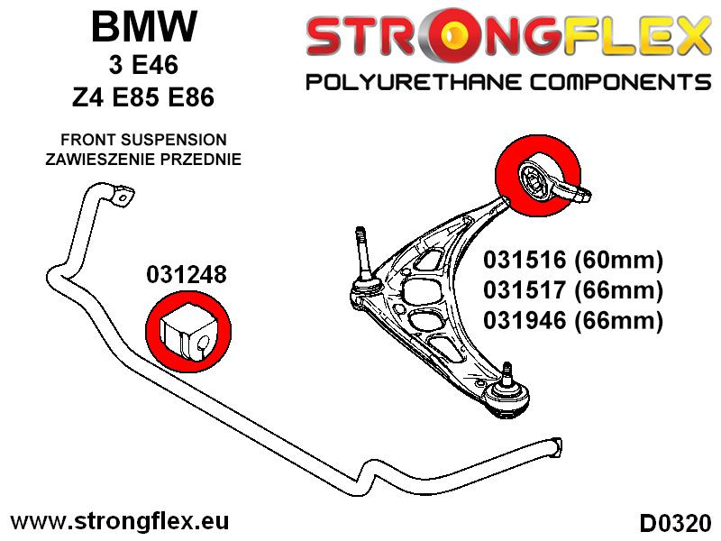 Front NedreLenkearm Foringer - Excentrisk 66mm SPORT
