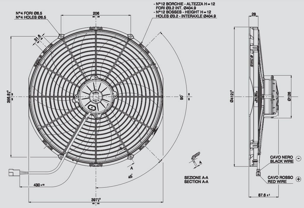 Spal vifte 385mm / 16" (sug) - High flow