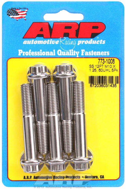 M10 x 1.25 x 60 12pt SS bolts (5pcs)