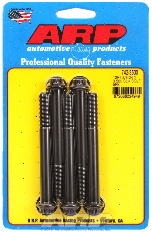 "3/8""-24 x 3.500 12pt black oxide bolts" (5pcs)