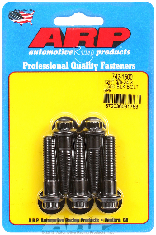 "3/8""-24 x 1.500 12pt black oxide bolts" (5pcs)