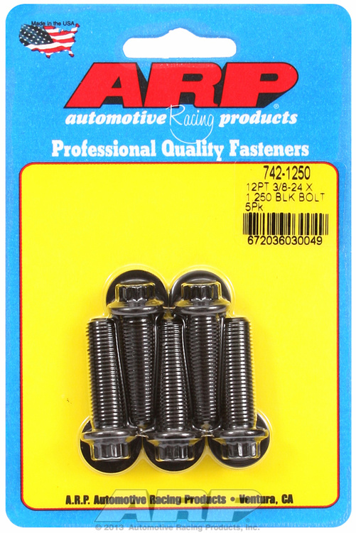 "3/8""-24 x 1.250 12pt black oxide bolts" (5pcs)