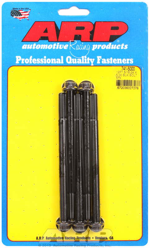 "5/16""-24 x 5.000 12pt black oxide bolts" (5pcs)