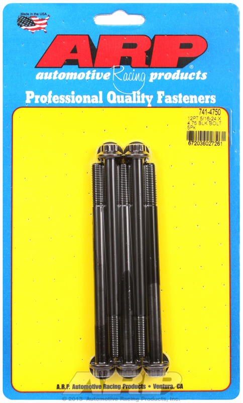 "5/16""-24 x 4.750 12pt black oxide bolts" (5pcs)