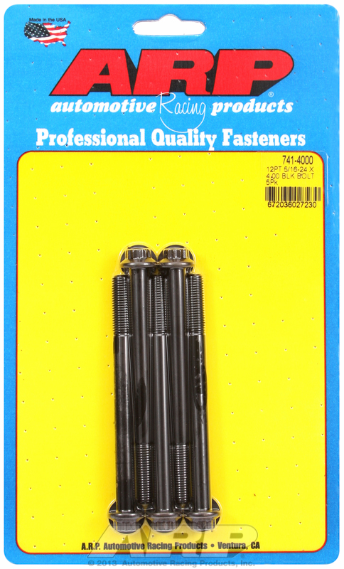 "5/16""-24 x 4.000 12pt black oxide bolts" (5pcs)