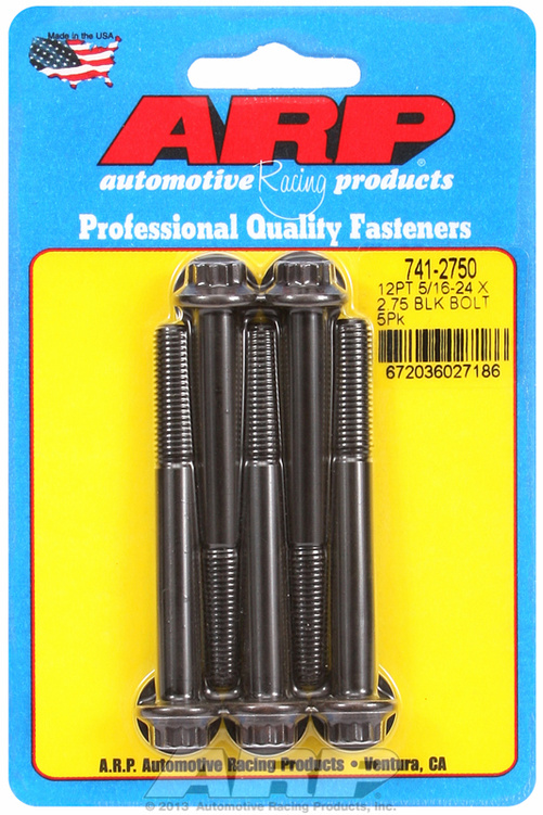 "5/16""-24 x 2.750 12pt black oxide bolts" (5pcs)