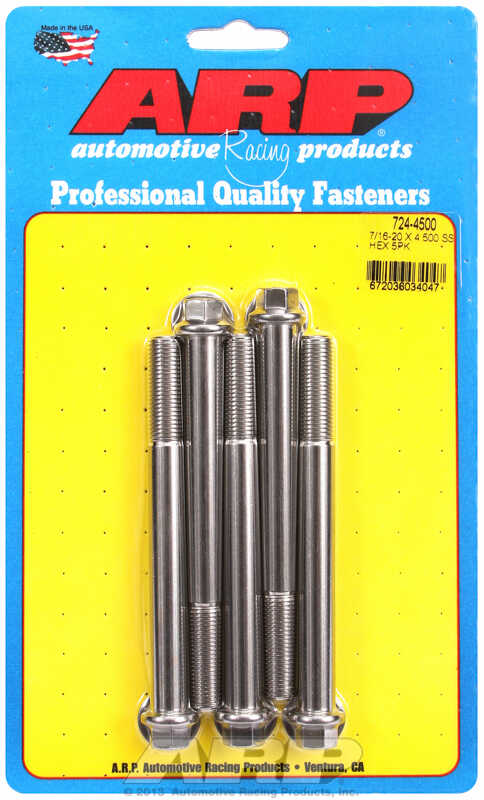 "7/16""-20 x 4.500 hex SS bolts" (5pcs)