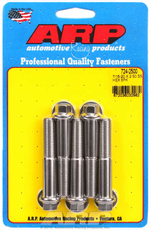 "7/16""-20 x 2.500 hex SS bolts" (5pcs)
