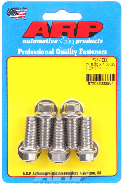 "7/16""-20 x 1.000 hex SS bolts" (5pcs)