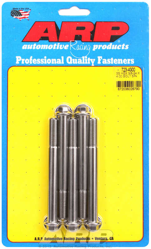 "3/8""-24 x 4.000 hex SS bolts" (5pcs)