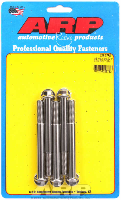 "3/8""-24 x 3.750 hex SS bolts" (5pcs)