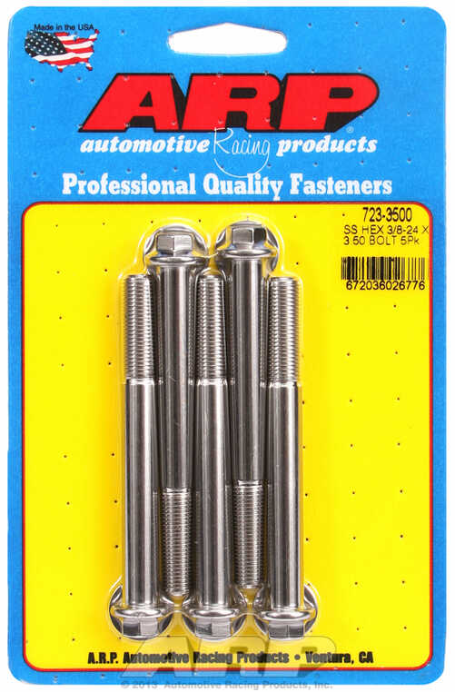 "3/8""-24 x 3.500 hex SS bolts" (5pcs)