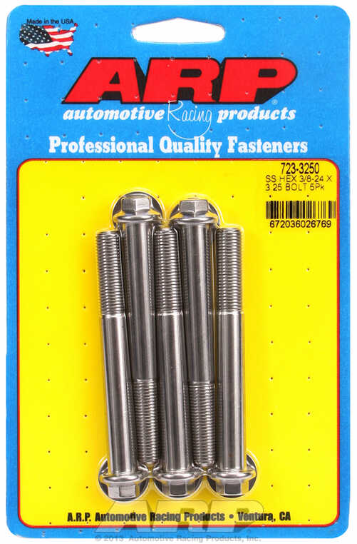 "3/8""-24 x 3.250 hex SS bolts" (5pcs)