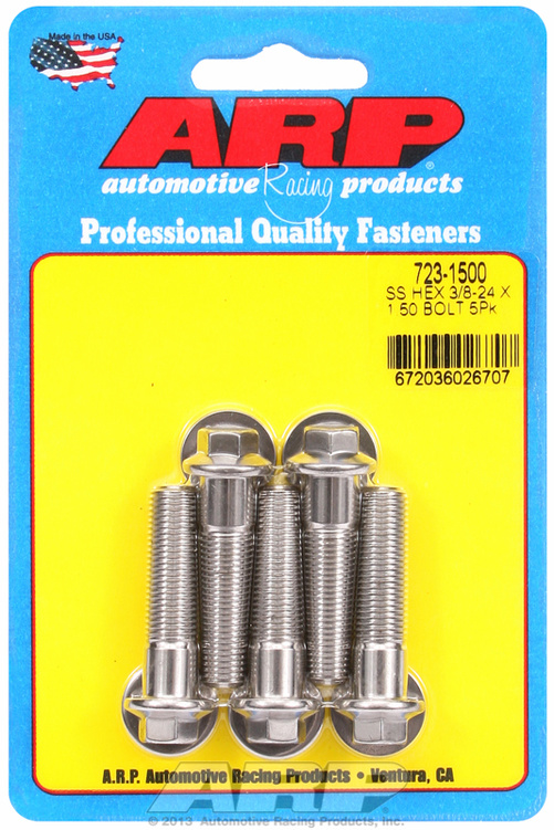 "3/8""-24 x 1.500 hex SS bolts" (5pcs)