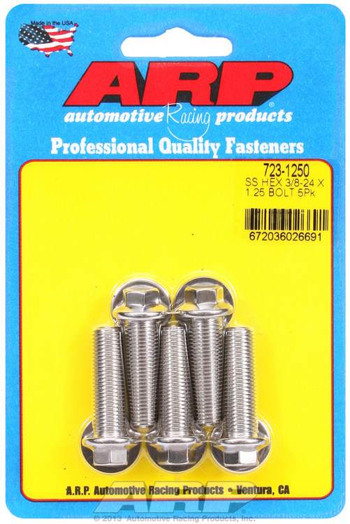 "3/8""-24 x 1.250 hex SS bolts" (5pcs)