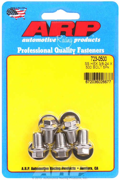 "3/8""-24 x  .500 hex SS bolts" (5pcs)